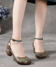 Load image into Gallery viewer, Handmade Buckle Strap Splicing Chunky Sandals Brown Cowhide Leather