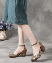 Load image into Gallery viewer, Handmade Buckle Strap Splicing Chunky Sandals Brown Cowhide Leather