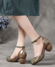 Load image into Gallery viewer, Handmade Buckle Strap Splicing Chunky Sandals Brown Cowhide Leather