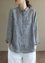 Load image into Gallery viewer, Handmade Grey PeterPan Collar Button Fall Blouses Long sleeve