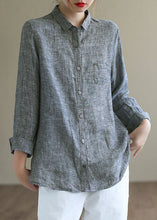 Load image into Gallery viewer, Handmade Grey PeterPan Collar Button Fall Blouses Long sleeve