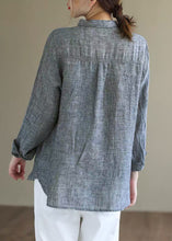 Load image into Gallery viewer, Handmade Grey PeterPan Collar Button Fall Blouses Long sleeve