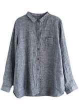 Load image into Gallery viewer, Handmade Grey PeterPan Collar Button Fall Blouses Long sleeve