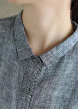 Load image into Gallery viewer, Handmade Grey PeterPan Collar Button Fall Blouses Long sleeve