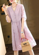 Load image into Gallery viewer, Handmade Light Purple V Neck Embroideried Lace Dresses Summer