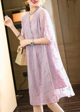 Load image into Gallery viewer, Handmade Light Purple V Neck Embroideried Lace Dresses Summer