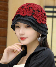 Load image into Gallery viewer, Handmade Mulberry Lace Patchwork Knit Bonnie Hat