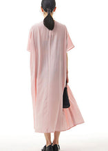 Load image into Gallery viewer, Handmade Pink V Neck Wrinkled Patchwork Cotton Dress Summer