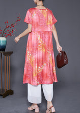 Load image into Gallery viewer, Handmade Red O-Neck Print Cotton Maxi Dresses Summer