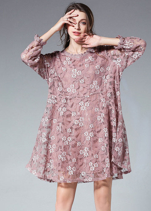 Elegant  Fall Lace Dress Plus Size Clothing