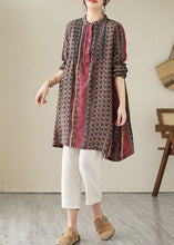 Load image into Gallery viewer, Handmade Red Wrinkled Print Cotton Mid Shirts Dress Spring