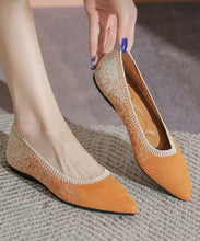 Load image into Gallery viewer, Handmade Splicing Flat Shoes Gradient Orange Knit Fabric