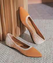 Load image into Gallery viewer, Handmade Splicing Flat Shoes Gradient Orange Knit Fabric