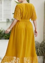 Load image into Gallery viewer, Handmade Yellow Dot Patchwork Low High Design Cozy Chiffon Long Dress Summer