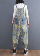 Load image into Gallery viewer, Handmade Yellow Print Denim Spaghetti Strap Jumpsuits Spring