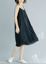 Load image into Gallery viewer, Handmade black chiffon clothes For Women Spaghetti Strap Maxi Summer Dress