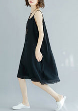 Load image into Gallery viewer, Handmade black chiffon clothes For Women Spaghetti Strap Maxi Summer Dress