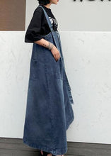 Load image into Gallery viewer, Handmade denim blue cotton sleeveless pockets cotton robes summer Dresses