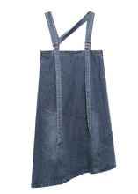 Load image into Gallery viewer, Handmade denim blue cotton sleeveless pockets cotton robes summer Dresses