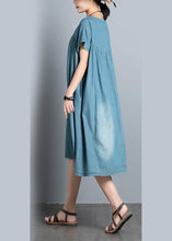 Load image into Gallery viewer, Handmade denim blue quilting clothes o neck patchwork daily summer Dress