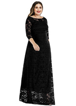 Load image into Gallery viewer, Italian Black Backless Hollow Out Patchwork Lace Long Dress Bracelet Sleeve