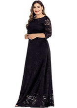 Load image into Gallery viewer, Italian Black Backless Hollow Out Patchwork Lace Long Dress Bracelet Sleeve