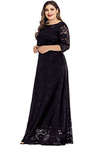 Italian Black Backless Hollow Out Patchwork Lace Long Dress Bracelet Sleeve