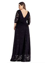 Load image into Gallery viewer, Italian Black Backless Hollow Out Patchwork Lace Long Dress Bracelet Sleeve