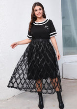 Load image into Gallery viewer, Italian Black O-Neck Cotton Top And Tulle Skirts Two Piece Set Outfits Summer