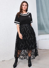 Load image into Gallery viewer, Italian Black O-Neck Cotton Top And Tulle Skirts Two Piece Set Outfits Summer