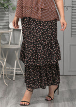 Load image into Gallery viewer, Italian Black Wrinkled Print Patchwork Chiffon Maxi Skirts Summer