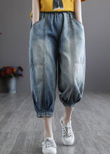 Load image into Gallery viewer, Italian Blue Pockets Elastic Waist Harem Pants denim