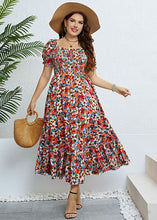 Load image into Gallery viewer, Italian Floral Wrinkled Patchwork Cotton Long Dress Puff Sleeve