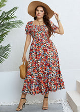 Load image into Gallery viewer, Italian Floral Wrinkled Patchwork Cotton Long Dress Puff Sleeve