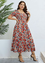 Load image into Gallery viewer, Italian Floral Wrinkled Patchwork Cotton Long Dress Puff Sleeve