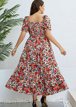 Load image into Gallery viewer, Italian Floral Wrinkled Patchwork Cotton Long Dress Puff Sleeve