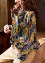 Load image into Gallery viewer, Italian Green Peter Pan Collar Zircon Patchwork Chiffon Shirts Fall