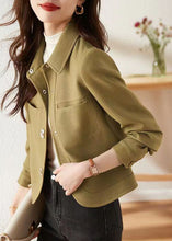 Load image into Gallery viewer, Italian Light Green Peter Pan Collar Button Patchwork Cotton Jackets Fall