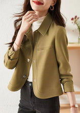 Load image into Gallery viewer, Italian Light Green Peter Pan Collar Button Patchwork Cotton Jackets Fall