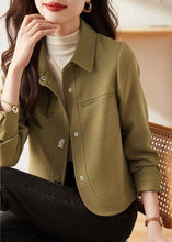 Load image into Gallery viewer, Italian Light Green Peter Pan Collar Button Patchwork Cotton Jackets Fall