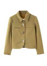 Load image into Gallery viewer, Italian Light Green Peter Pan Collar Button Patchwork Cotton Jackets Fall