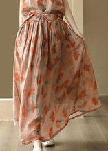 Load image into Gallery viewer, Italian Orange Wrinkled Print Patchwork Linen Skirt Summer