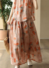 Load image into Gallery viewer, Italian Orange Wrinkled Print Patchwork Linen Skirt Summer