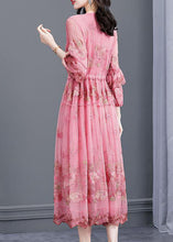 Load image into Gallery viewer, Italian Pink Embroideried Floral Silk Cinched Dresses Bracelet Sleeve