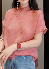 Load image into Gallery viewer, Italian Pink Jacquard Side Open Patchwork Silk Shirt Top Summer