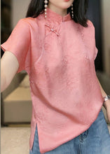 Load image into Gallery viewer, Italian Pink Jacquard Side Open Patchwork Silk Shirt Top Summer