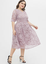 Load image into Gallery viewer, Italian Pink Patchwork Wrinkled Lace Maxi Dresses Half Sleeve