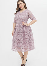 Load image into Gallery viewer, Italian Pink Patchwork Wrinkled Lace Maxi Dresses Half Sleeve