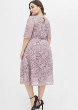 Load image into Gallery viewer, Italian Pink Patchwork Wrinkled Lace Maxi Dresses Half Sleeve