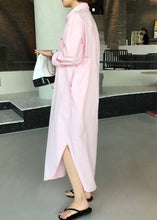 Load image into Gallery viewer, Italian Pink Peter Pan Collar side open Cotton Long shirts Dresses Spring